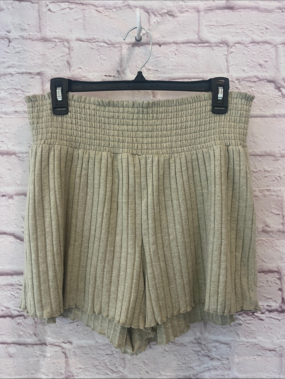Altar'd State Ribbed Knit Elastic Waist Sand/Taupe Shorts